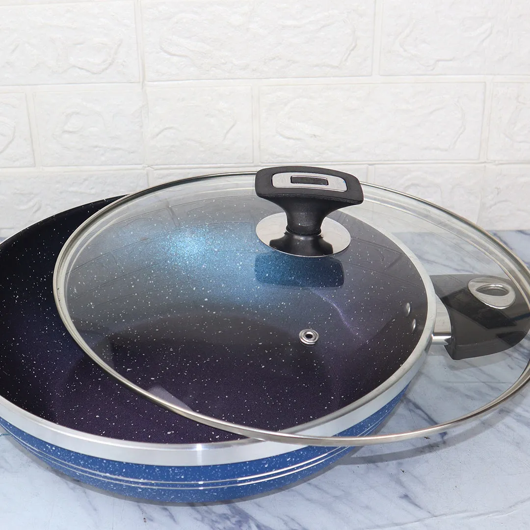 16 Pieces Marble Coated Gift Pack Daisy Cookware Set - Blue