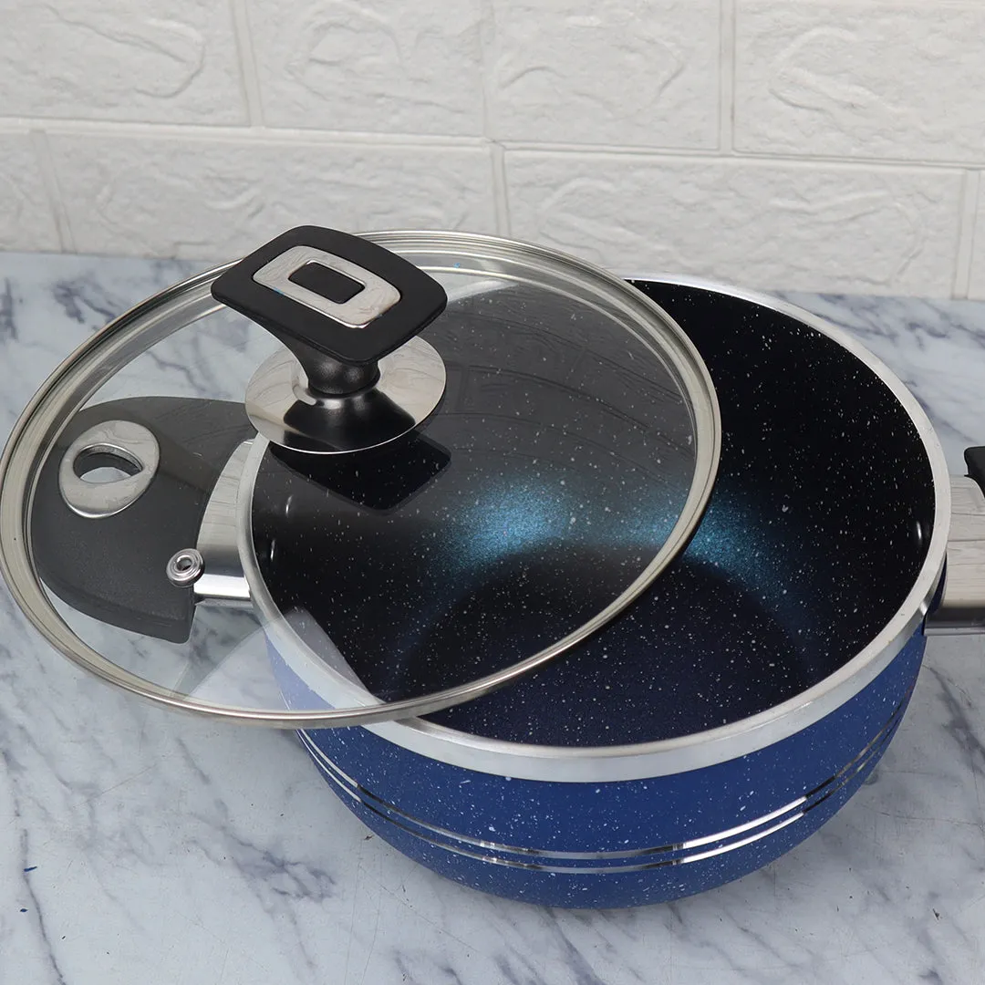 16 Pieces Marble Coated Gift Pack Daisy Cookware Set - Blue