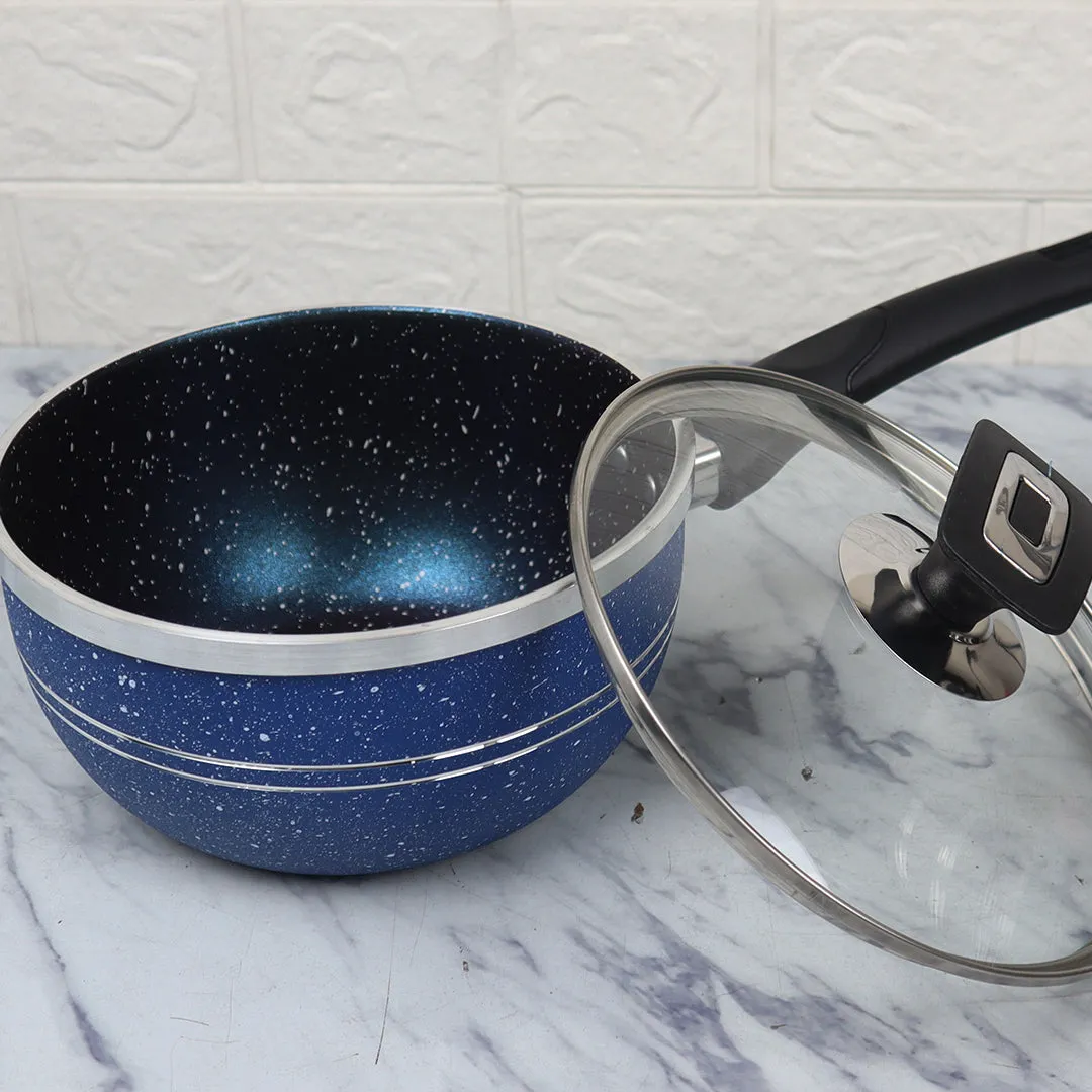 16 Pieces Marble Coated Gift Pack Daisy Cookware Set - Blue