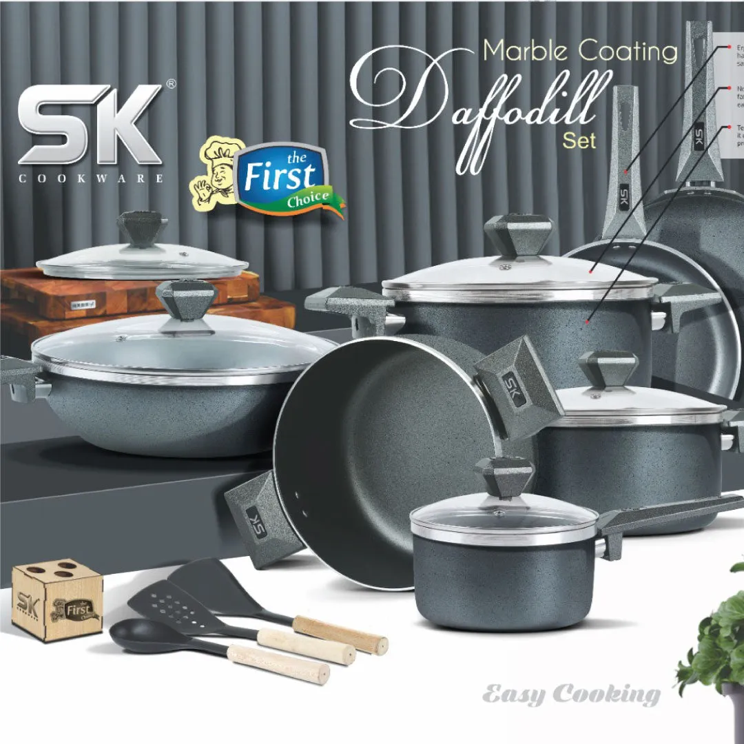 16-Piece Gray Non-Stick Daffodil Themed Gift Pack Set