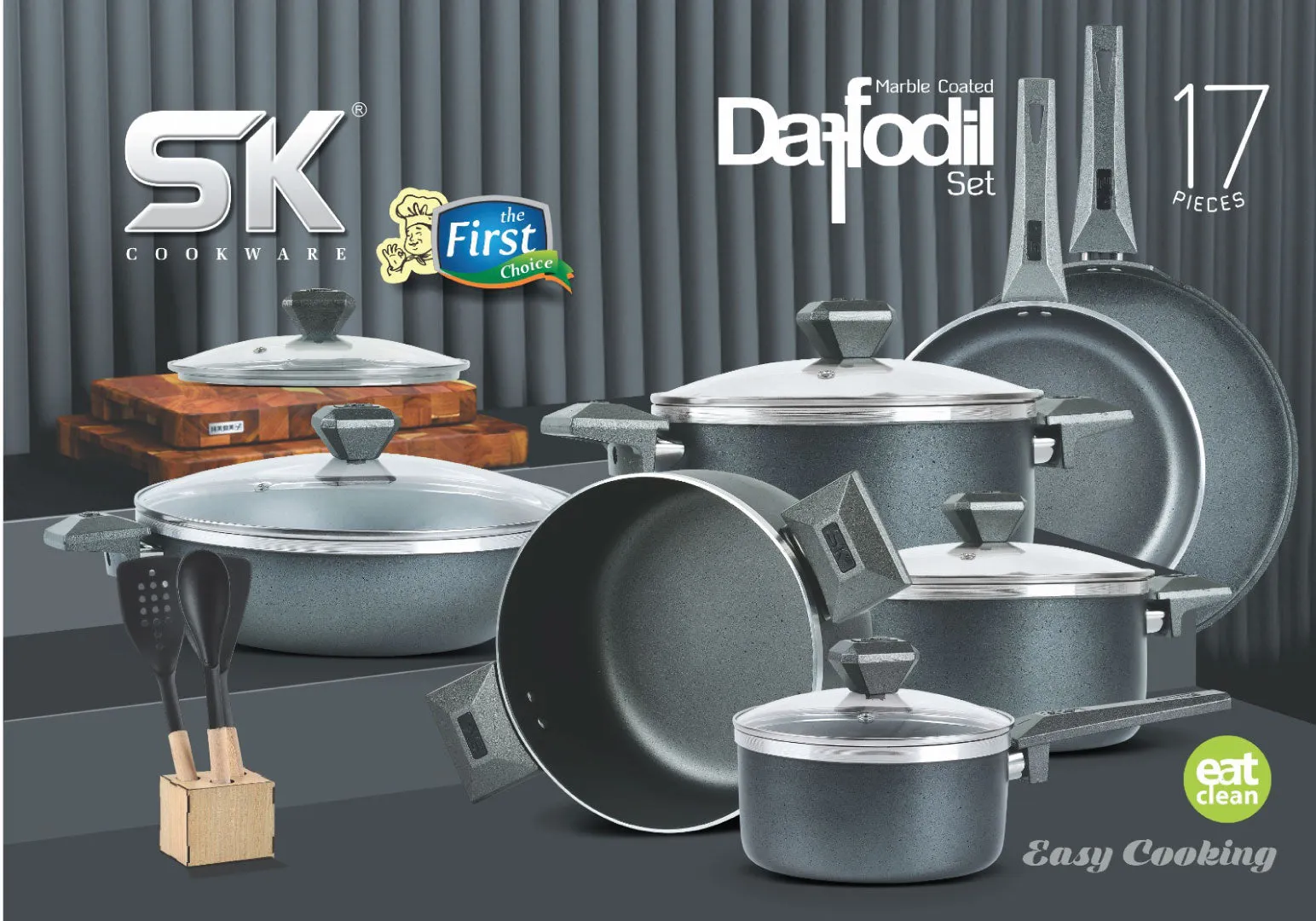 16-Piece Gray Non-Stick Daffodil Themed Gift Pack Set