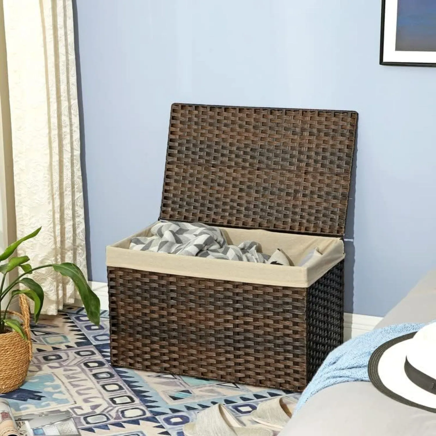 160L Storage Basket w/ Lid, Waterproof, Foldable - SONGMICS
