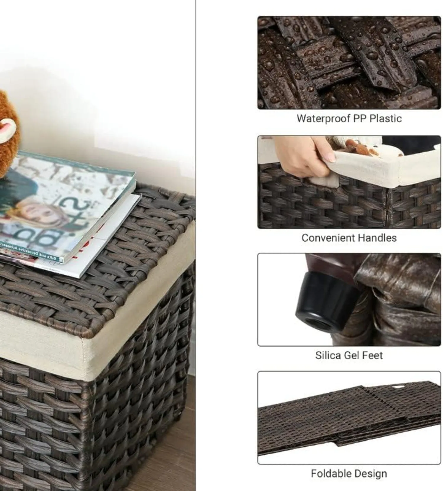 160L Storage Basket w/ Lid, Waterproof, Foldable - SONGMICS