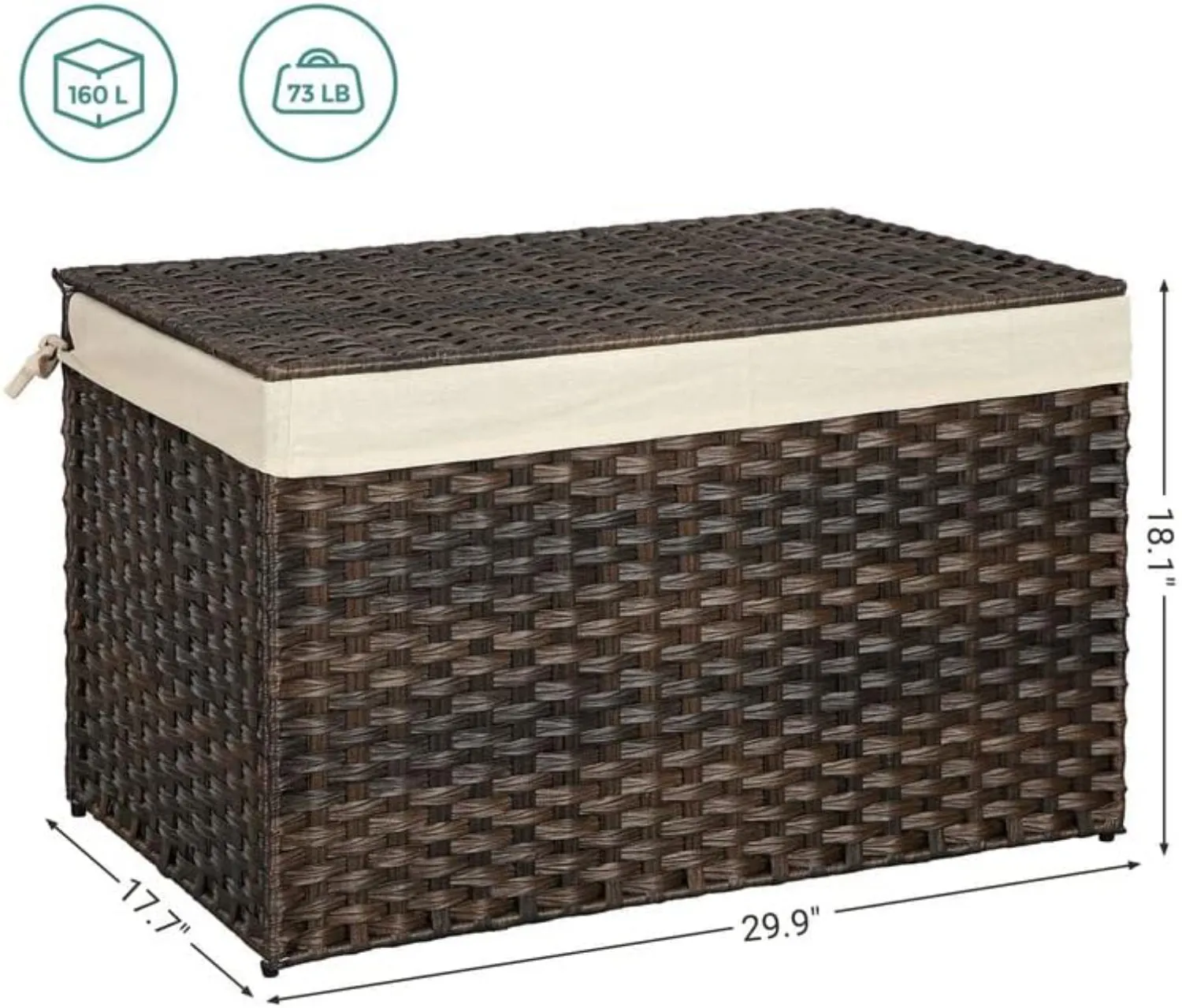 160L Storage Basket w/ Lid, Waterproof, Foldable - SONGMICS