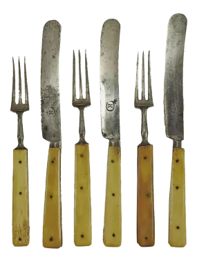 1860's Small Bone Handled Flatware - S/6