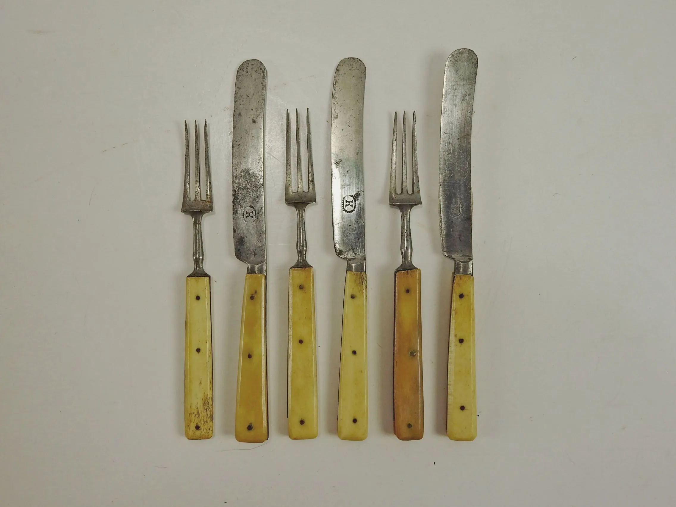 1860's Small Bone Handled Flatware - S/6