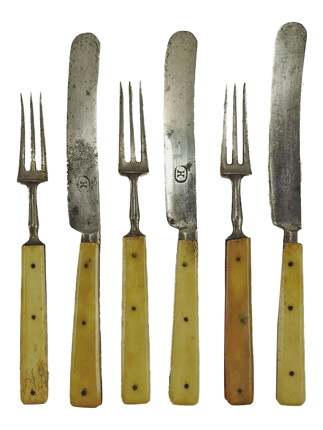 1860's Small Bone Handled Flatware - S/6