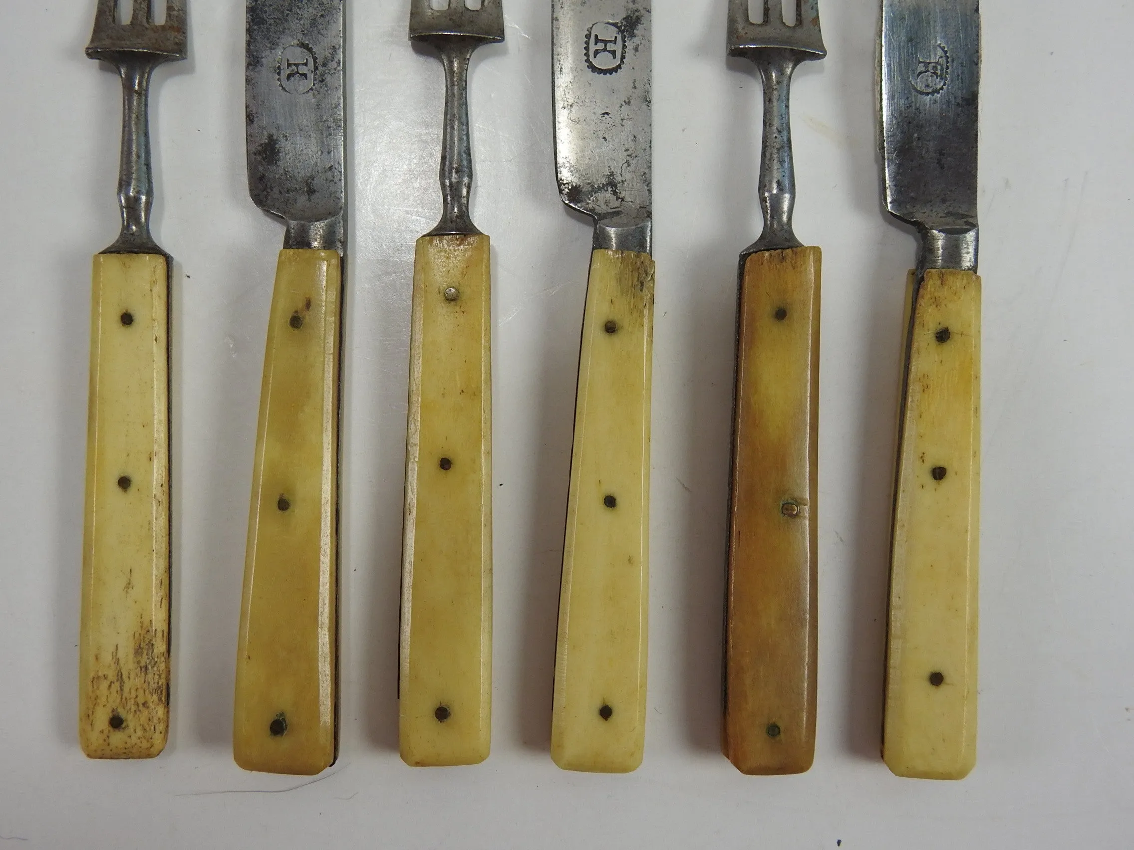 1860's Small Bone Handled Flatware - S/6