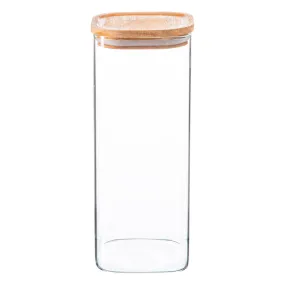 1.9L Square Glass Storage Jar with Wooden Lid - By Argon Tableware