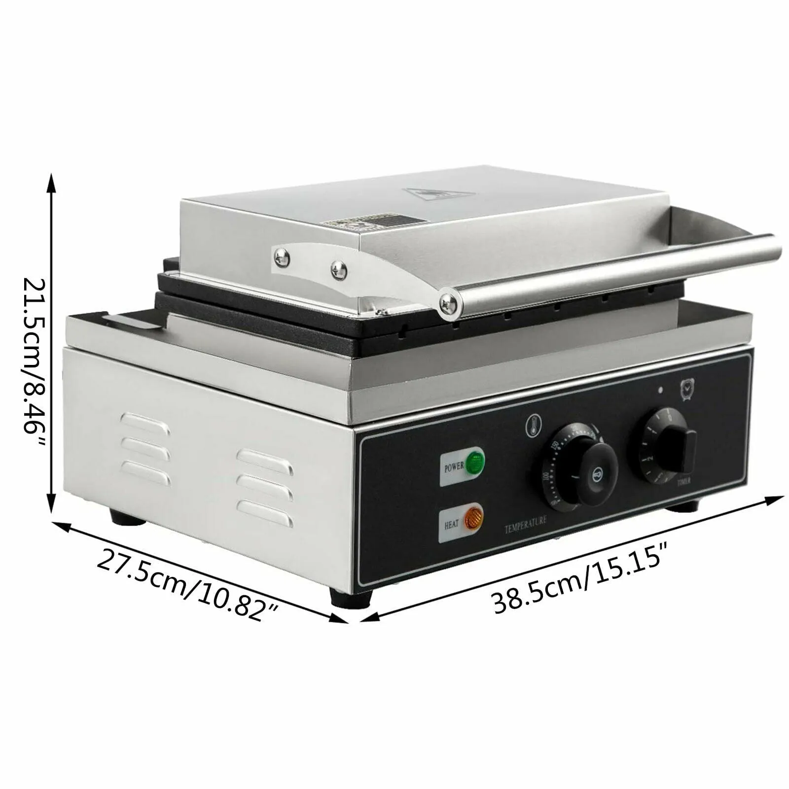 2-Slice Commercial Electric Sandwich Machine, 110V 1500W Commercial Electric Sandwich Machine Sandwich Maker with Nonstick Pans and Cool Handle Automatic Breakfast Machine Waffle Maker