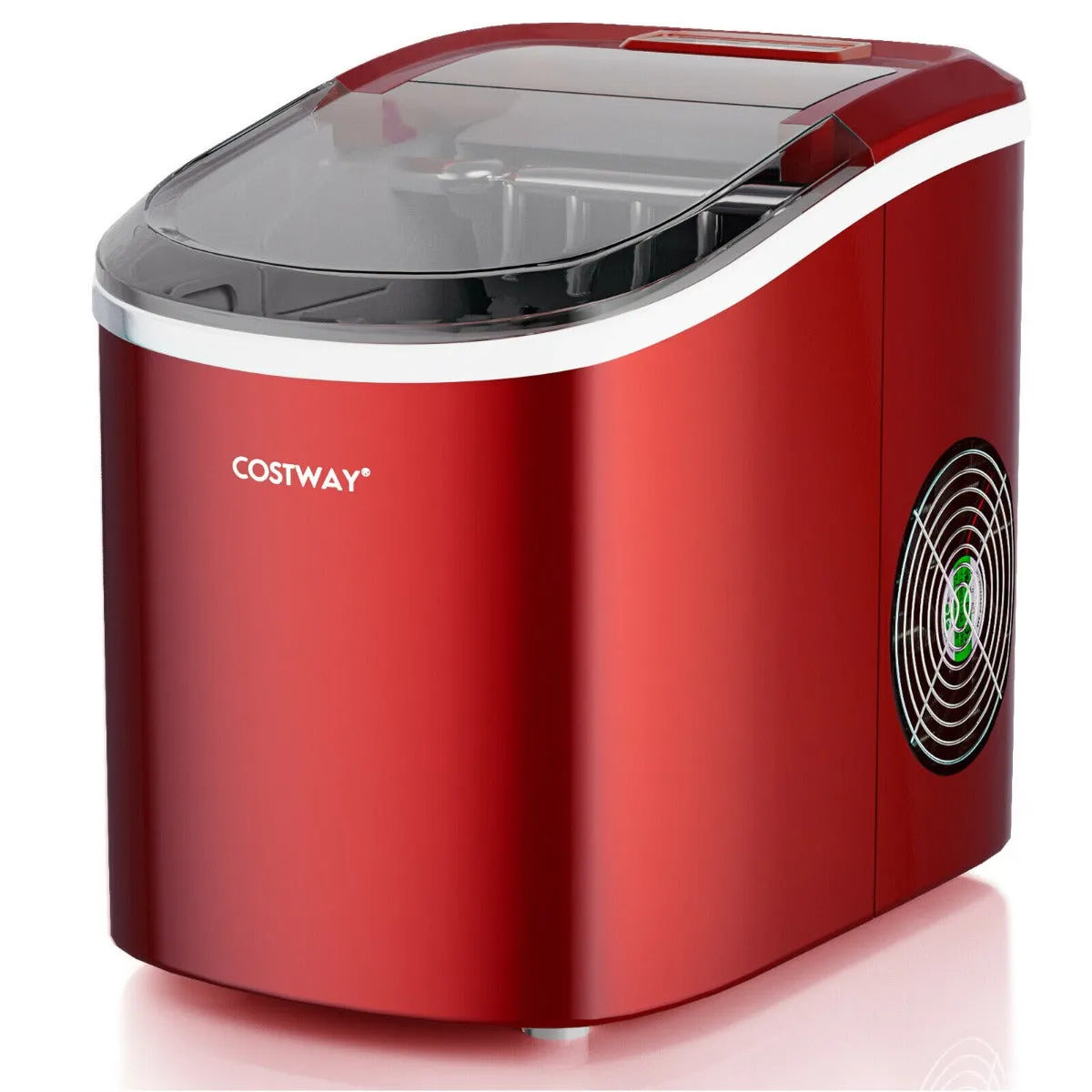 2.2 L Portable Electric Ice Cube Maker with Ice Scoop and Basket-Red