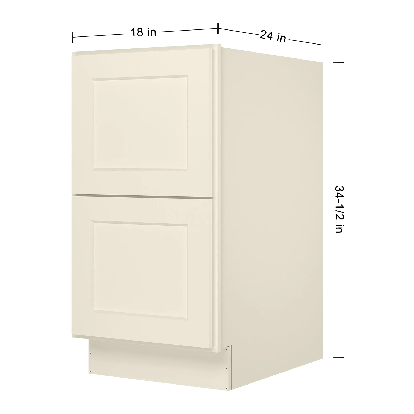 24"D Birch Solid Wood x 18"W x 34.5"H 2 Drawer Base Kitchen Cabinet 18" Wide 2DB18