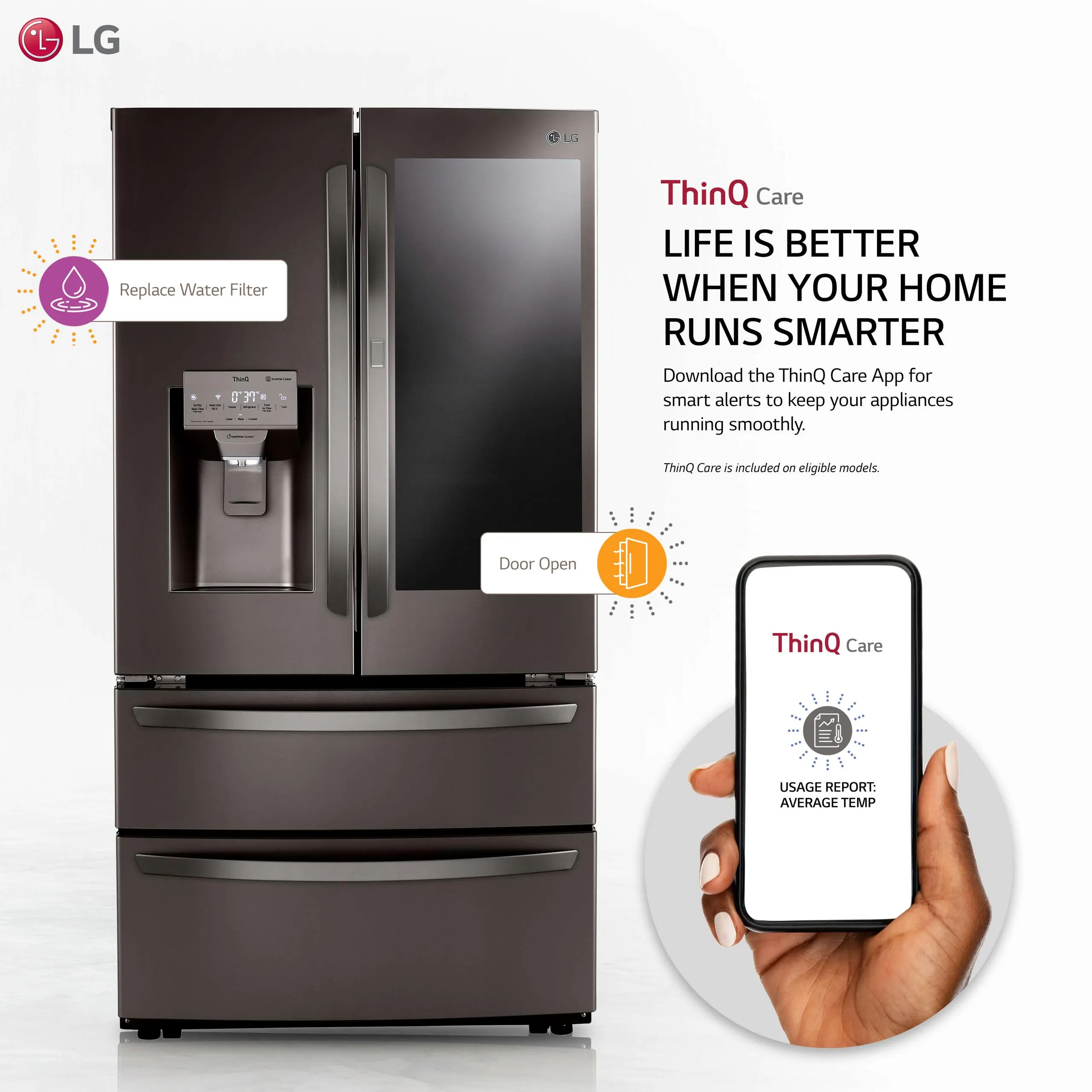 28 cu ft. Smart InstaView® Door-in-Door® Double Freezer Refrigerator with Craft Ice™