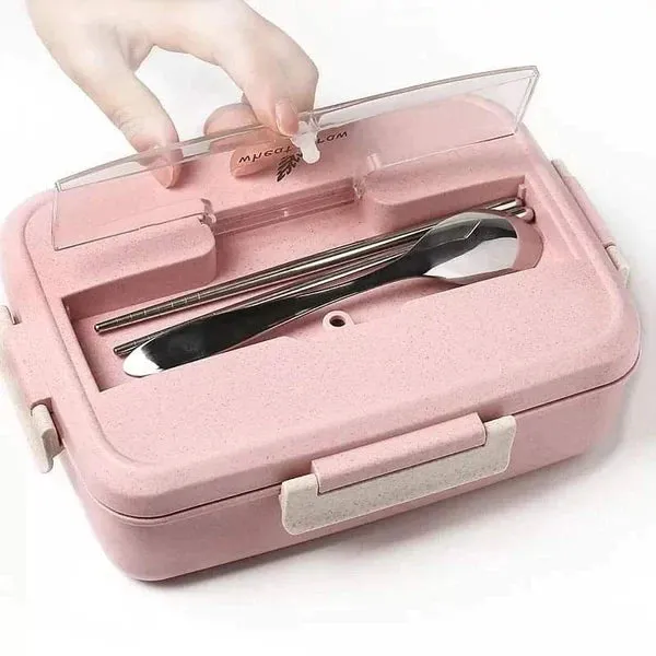 3 grid wheat straw microwaveable lunch box