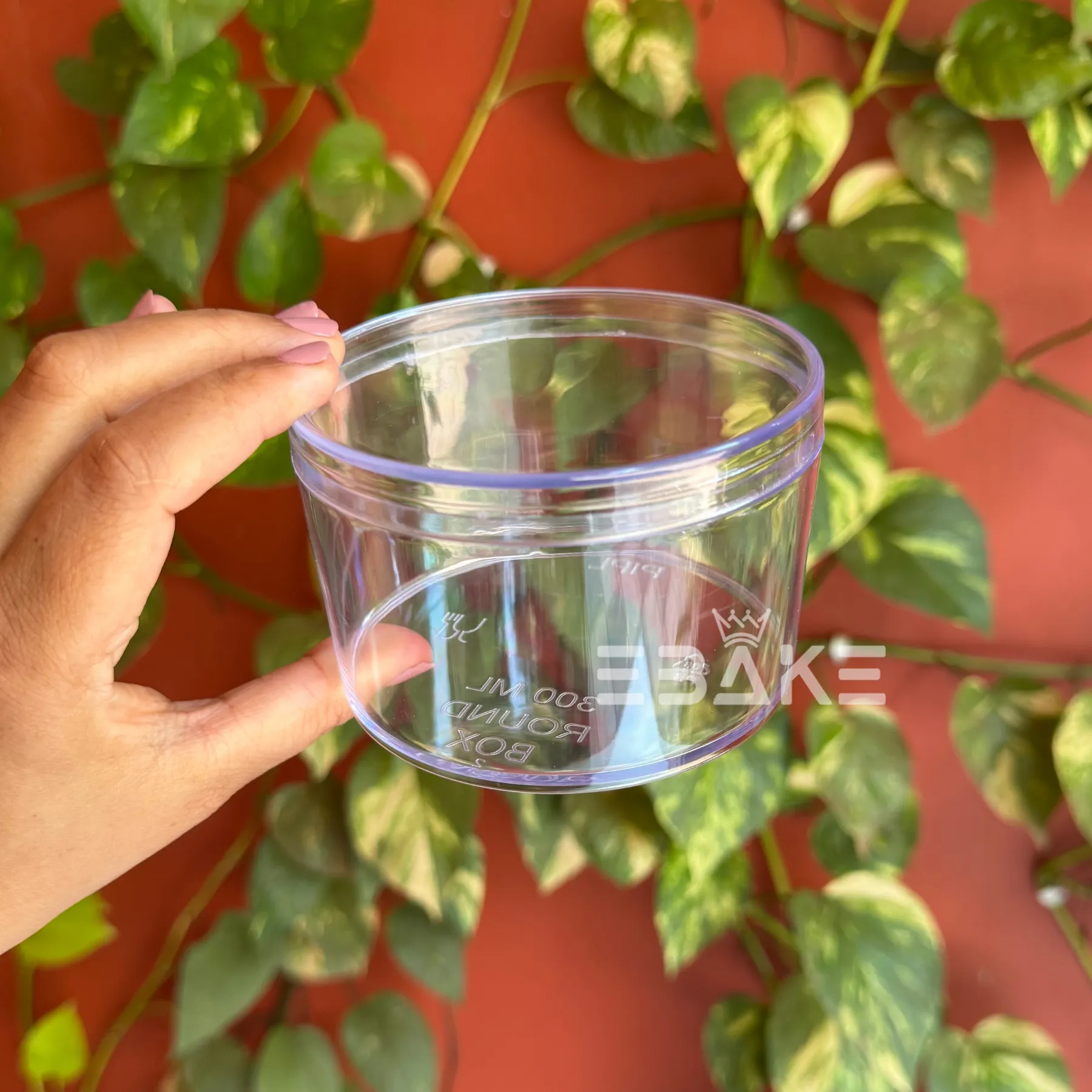 300ml Round Acrylic Dessert Box / Cake Tub (With Lid) 9x6cm