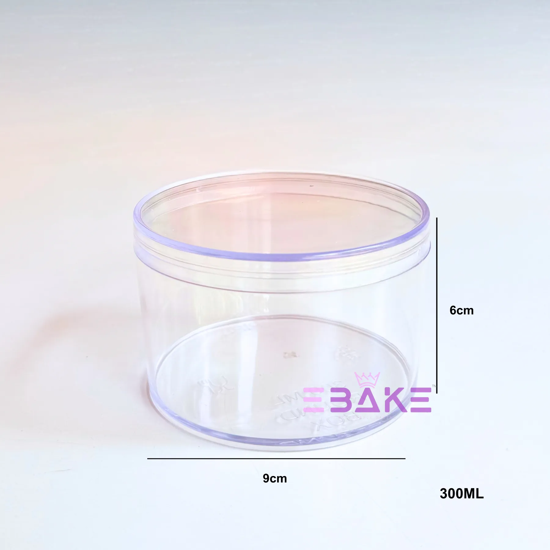 300ml Round Acrylic Dessert Box / Cake Tub (With Lid) 9x6cm