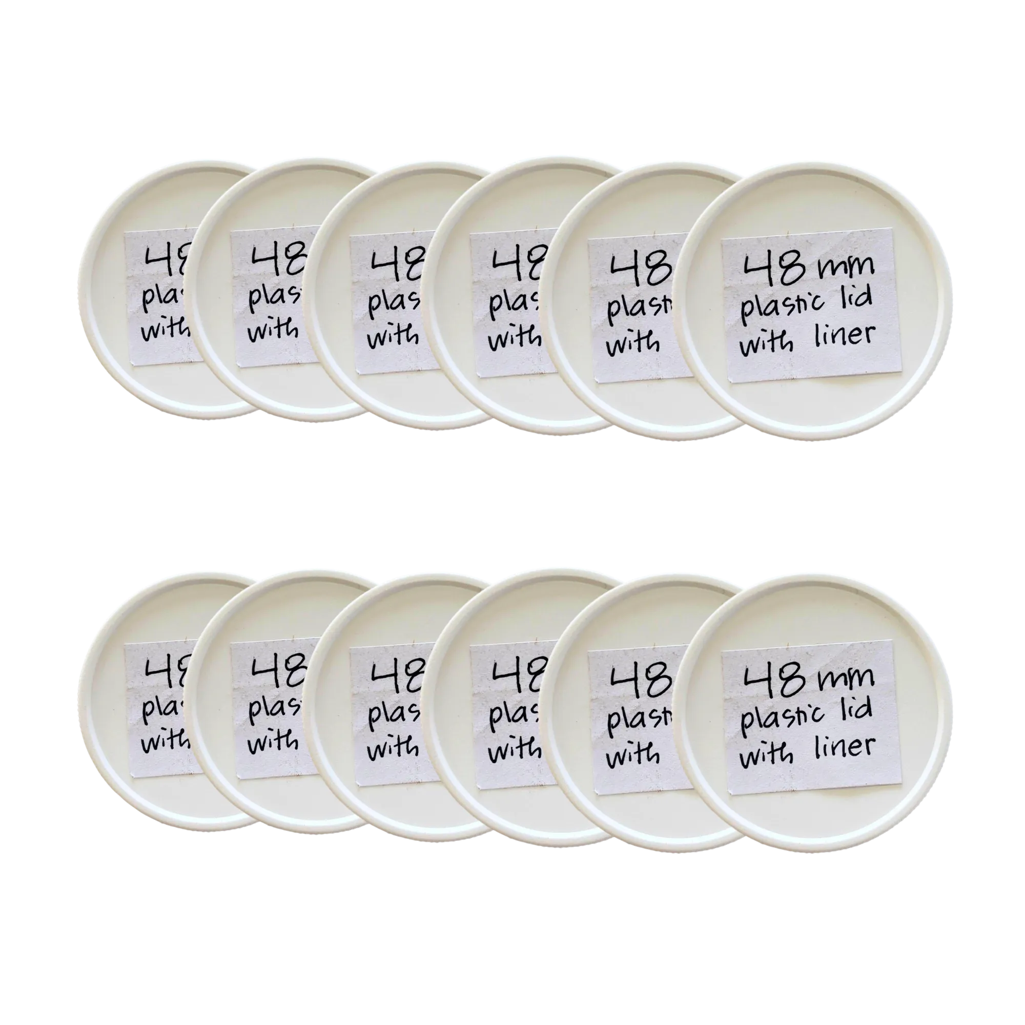 48 mm White Plastic Lids with Pressure Seal