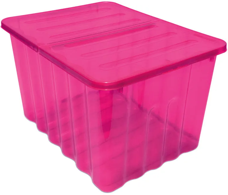 48L Storage Box Pink Tint With Folding Lid