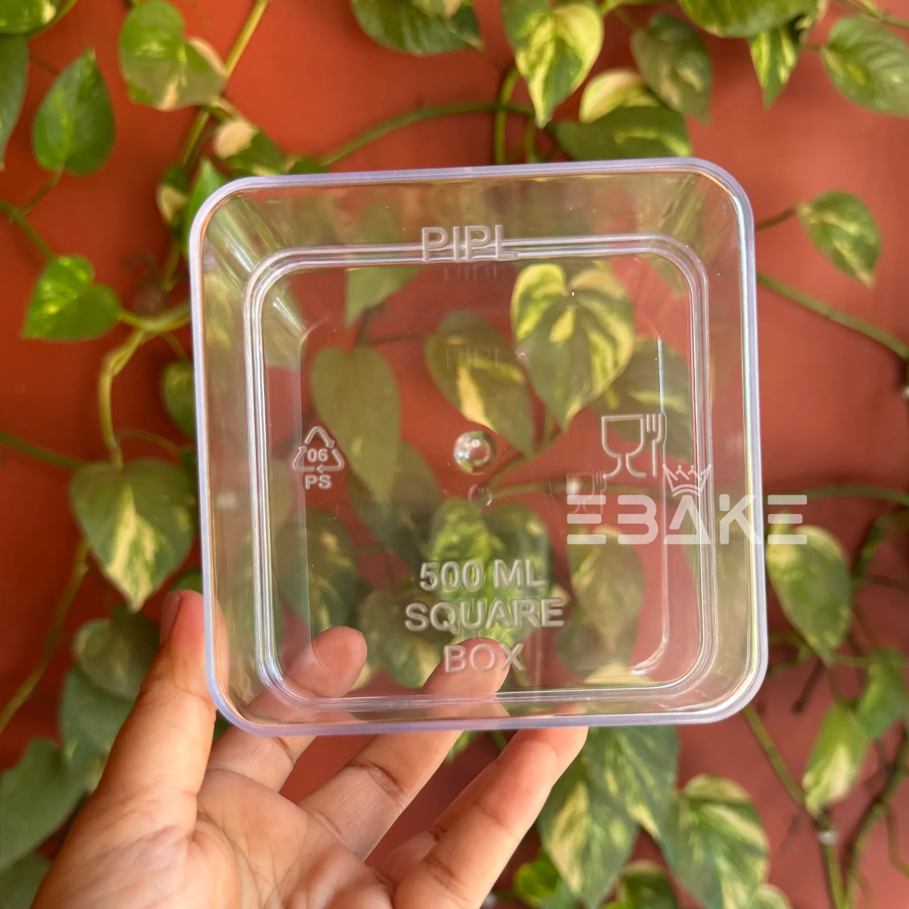 500ml Square Acrylic Dessert Box / Cake Tub (With Lid) Large 10.8x10.8x6cm