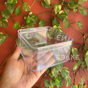 500ml Square Acrylic Dessert Box / Cake Tub (With Lid) Large 10.8x10.8x6cm