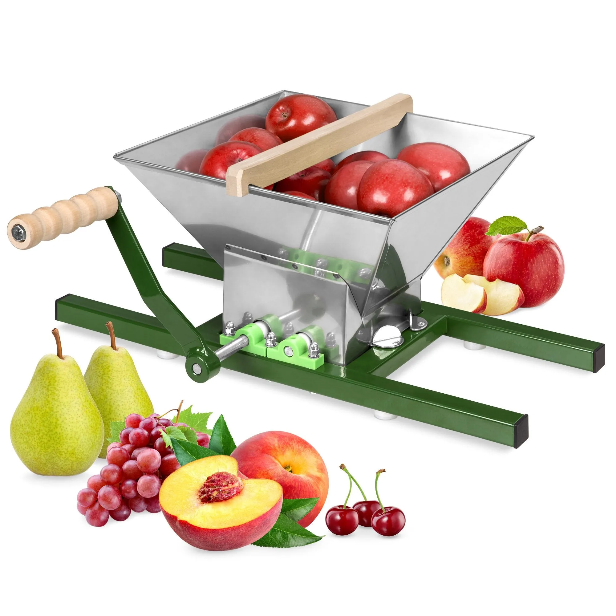 7L Stainless Steel Manual Fruit Crusher w/ Crank Handle