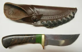 9" Stainless Skinner Knife w Leather sheath & Ziricote Handle