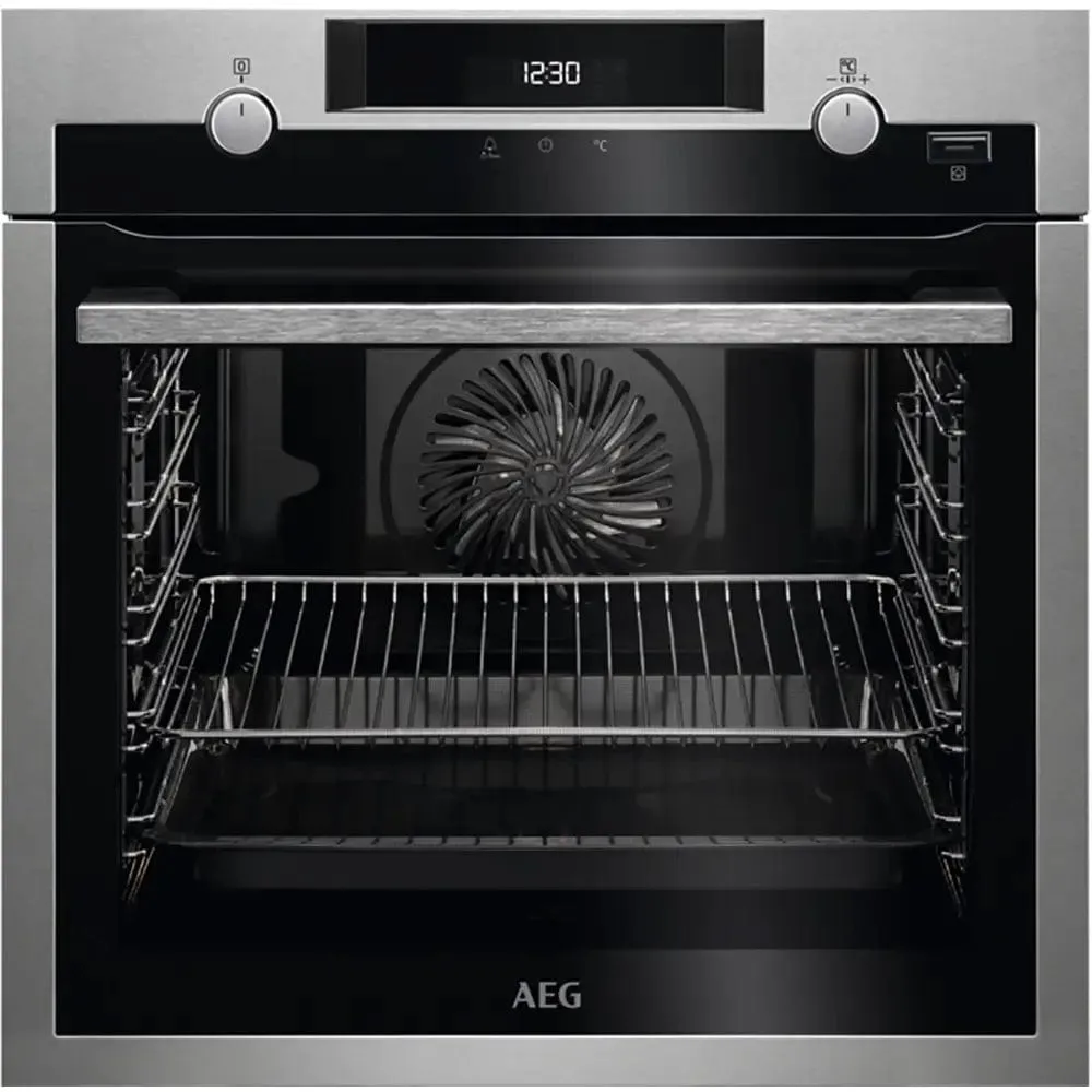 AEG BPS555020M 6000 Series 71 Litre Built In Electric Single Oven, SteamBake with Pyrolytic Cleaning, 59.5cm Wide - Stainless Steel with AntiFingerPrint Coating