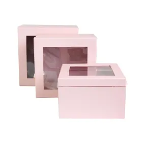 Baby Pink Transparent Top Gift Boxes - Set of 3