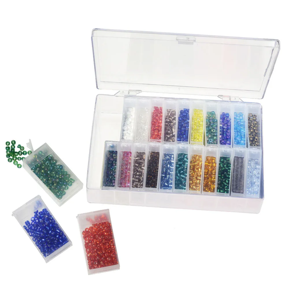 Basic Elements, Glass Seed Bead Assortment and Storage Container, Size 6/0 Round (196.8 Grams)