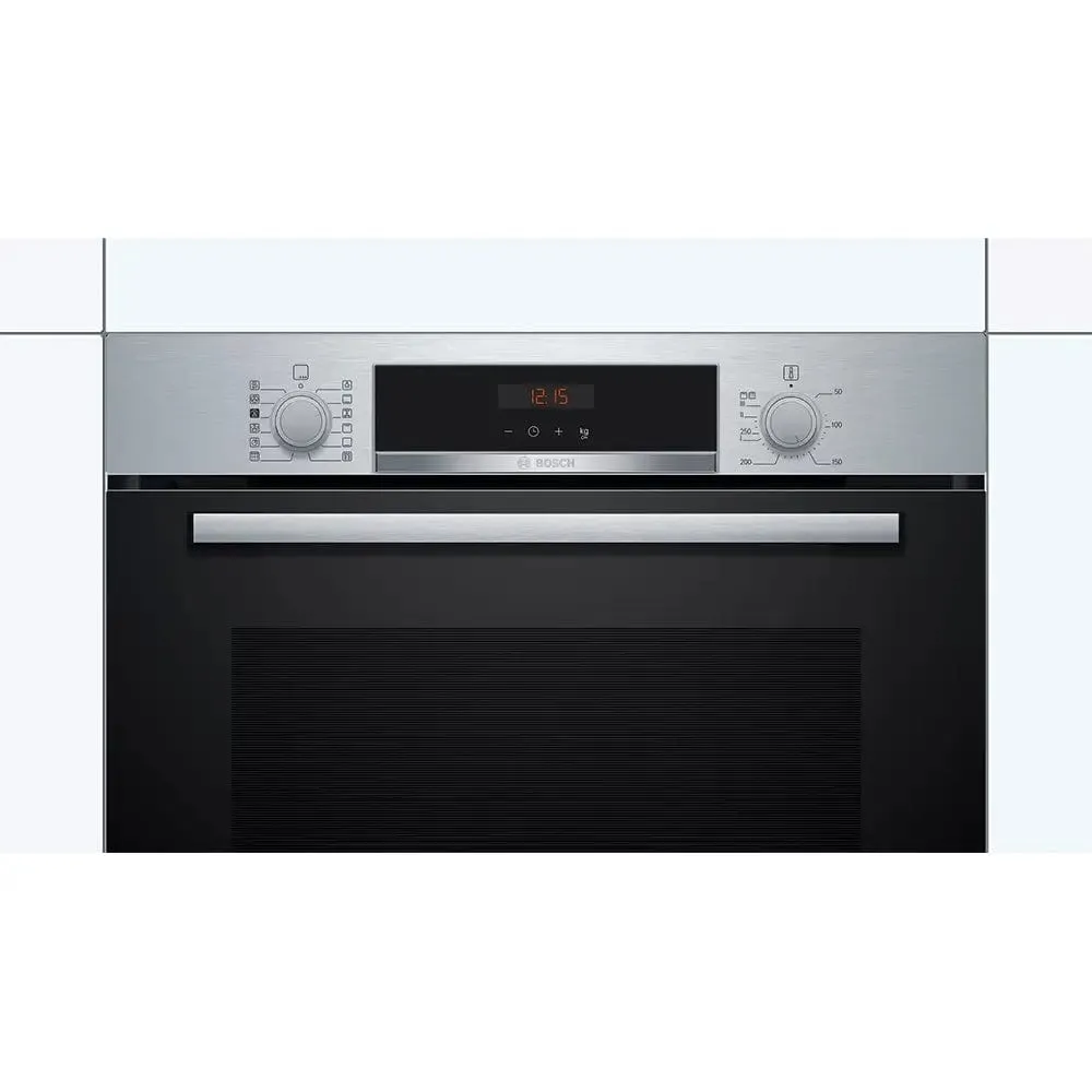 Bosch HRS574BS0B Series 4 71 Litre Built In Oven, Added Steam Function, 59.4cm Wide - Stainless Steel