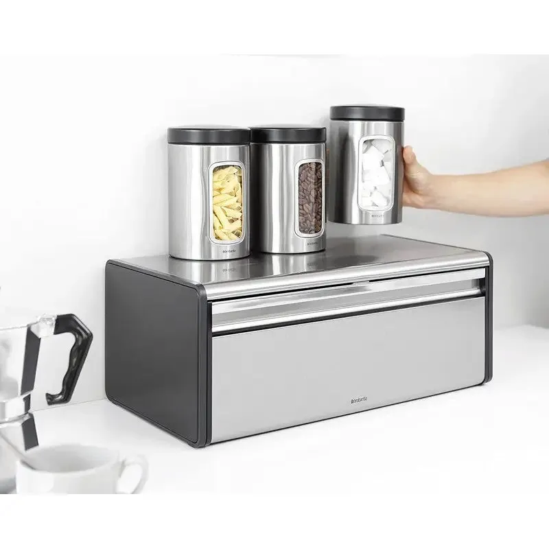 Brabantia Large Capacity Fall Front Bread Bin - Matt Steel (Fingerprint Proof)