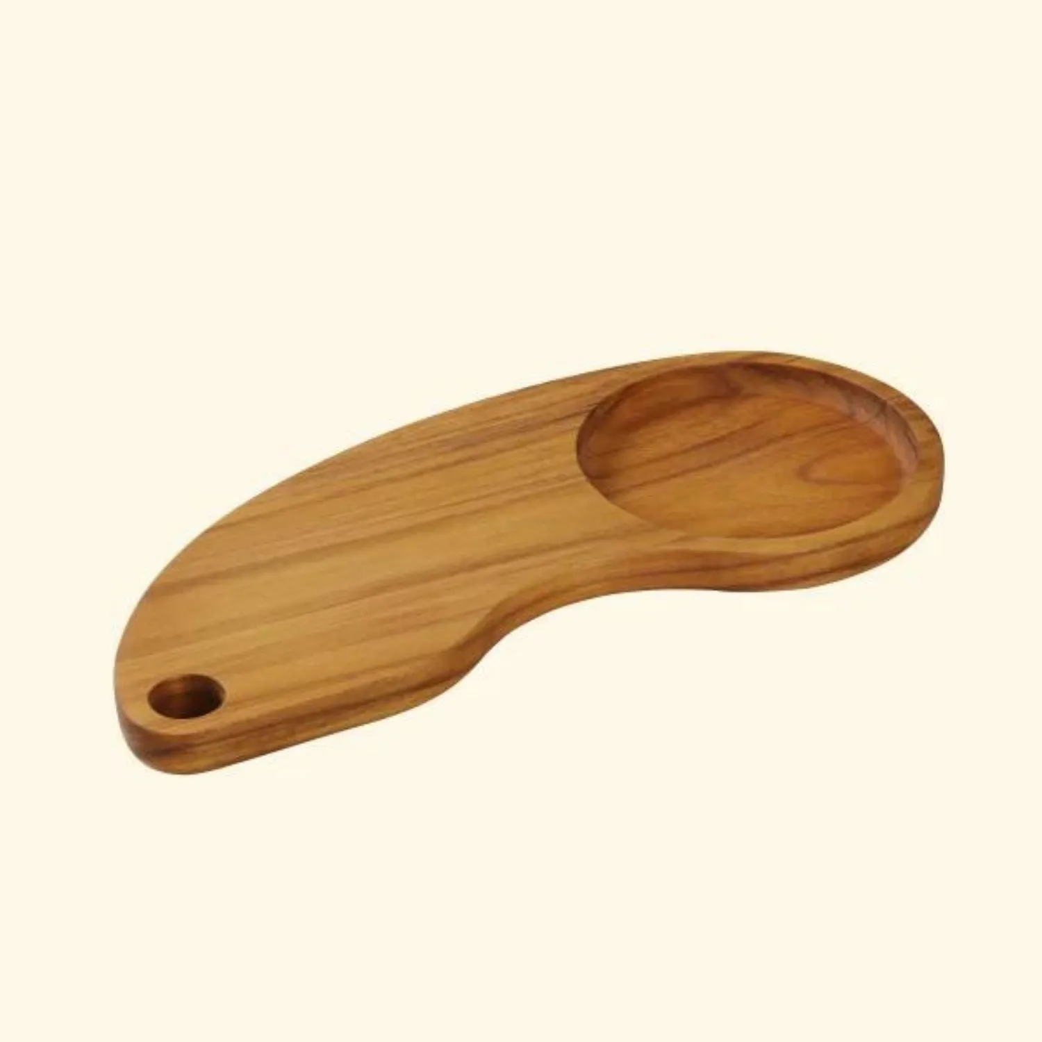 Chopping Board-cum-Service Platter With Collector Bowl | Teak Wood | 14"