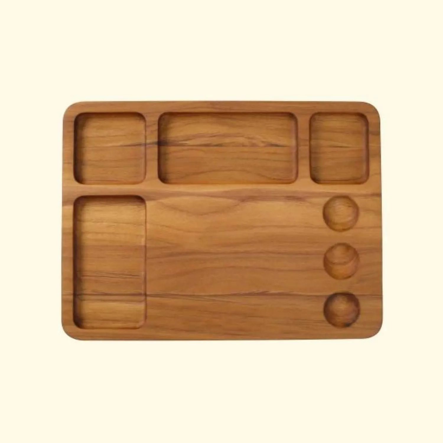 Chopping Board | Functional Design | 4 Large And 3 Condiment Sections | 16"