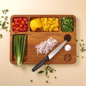 Chopping Board | Functional Design | 4 Large And 3 Condiment Sections | 16"