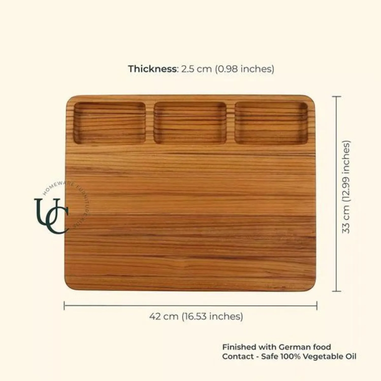 Chopping Board | Premium Teak Wood | Reversible | Juice Groove | Hangable | 17"