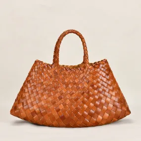 Dragon Diffusion New Woven Bag First Layer Cowhide Handmade Vegetable Basket Bag Genuine Leather Women's Bag