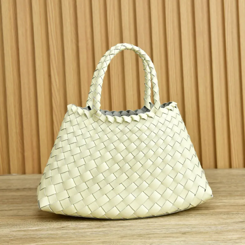 Dragon Diffusion New Woven Bag First Layer Cowhide Handmade Vegetable Basket Bag Genuine Leather Women's Bag