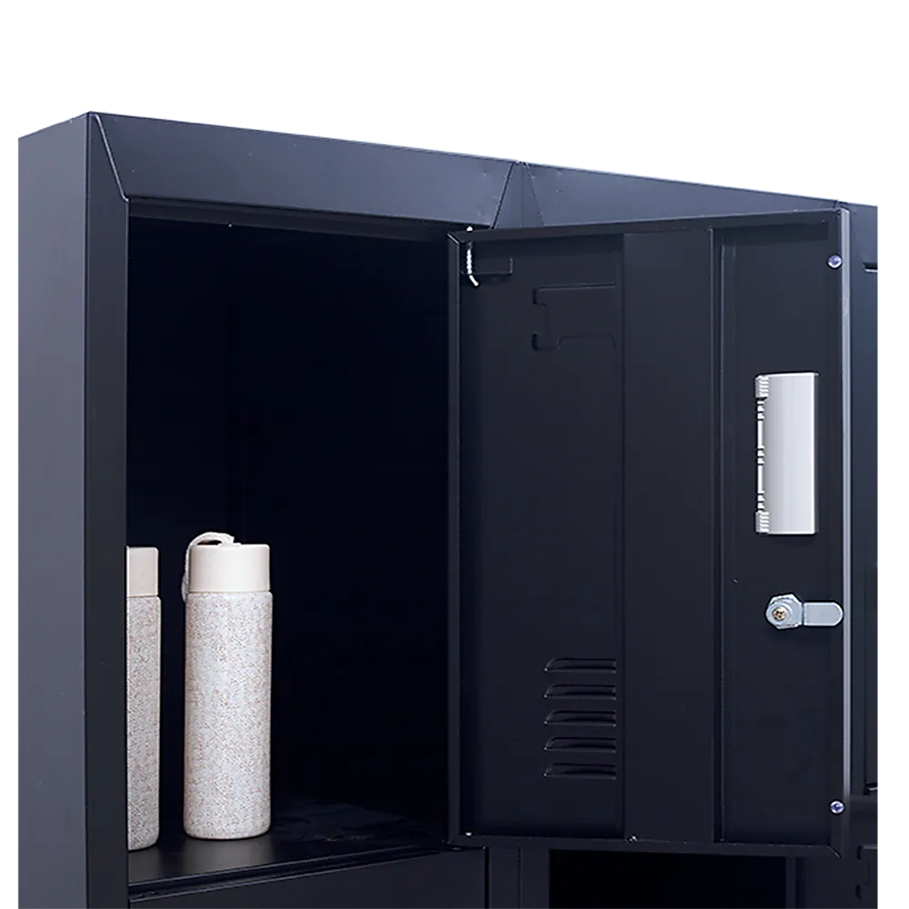 Durable 12-Door Locker, Black, Ventilated, Steel Storage Unit