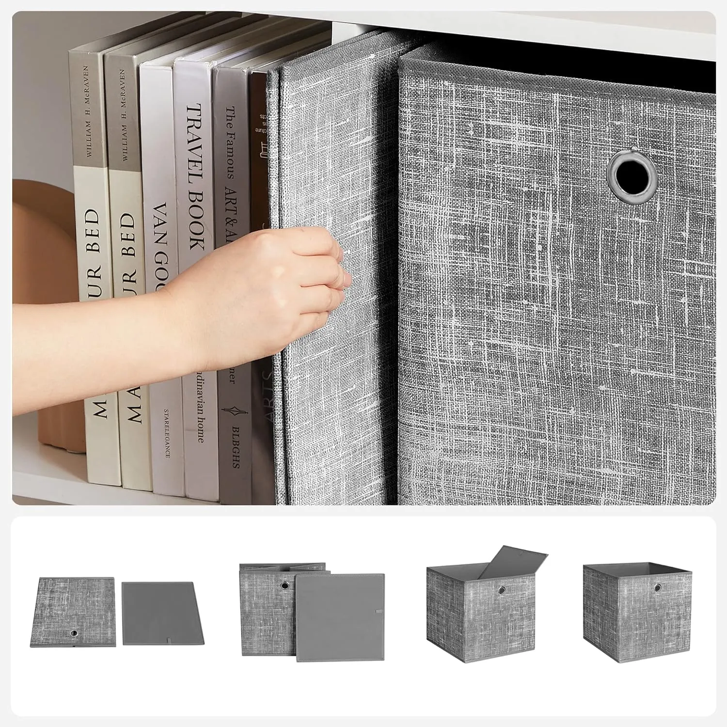 Durable Storage Boxes, 6-Pack, Grey Non-Woven Fabric - SONGMICS