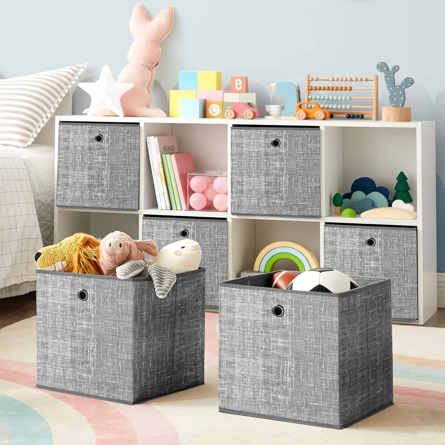 Durable Storage Boxes, 6-Pack, Grey Non-Woven Fabric - SONGMICS