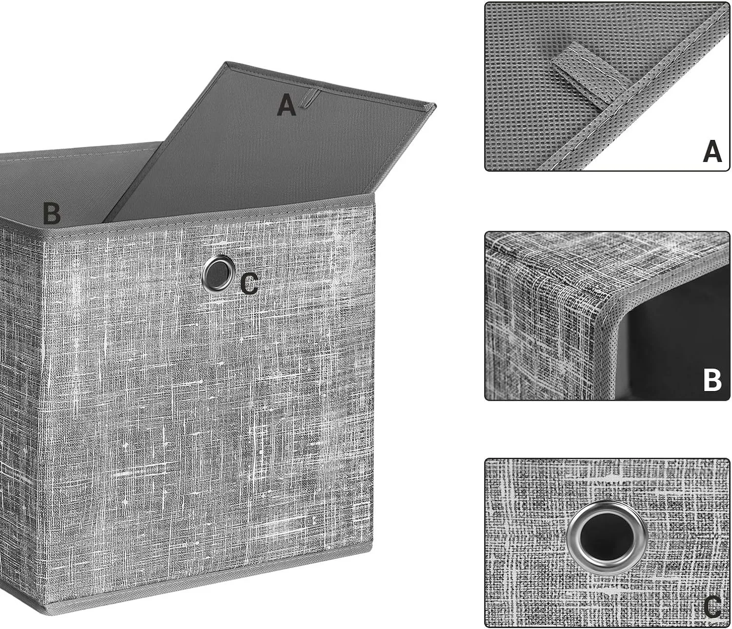 Durable Storage Boxes, 6-Pack, Grey Non-Woven Fabric - SONGMICS