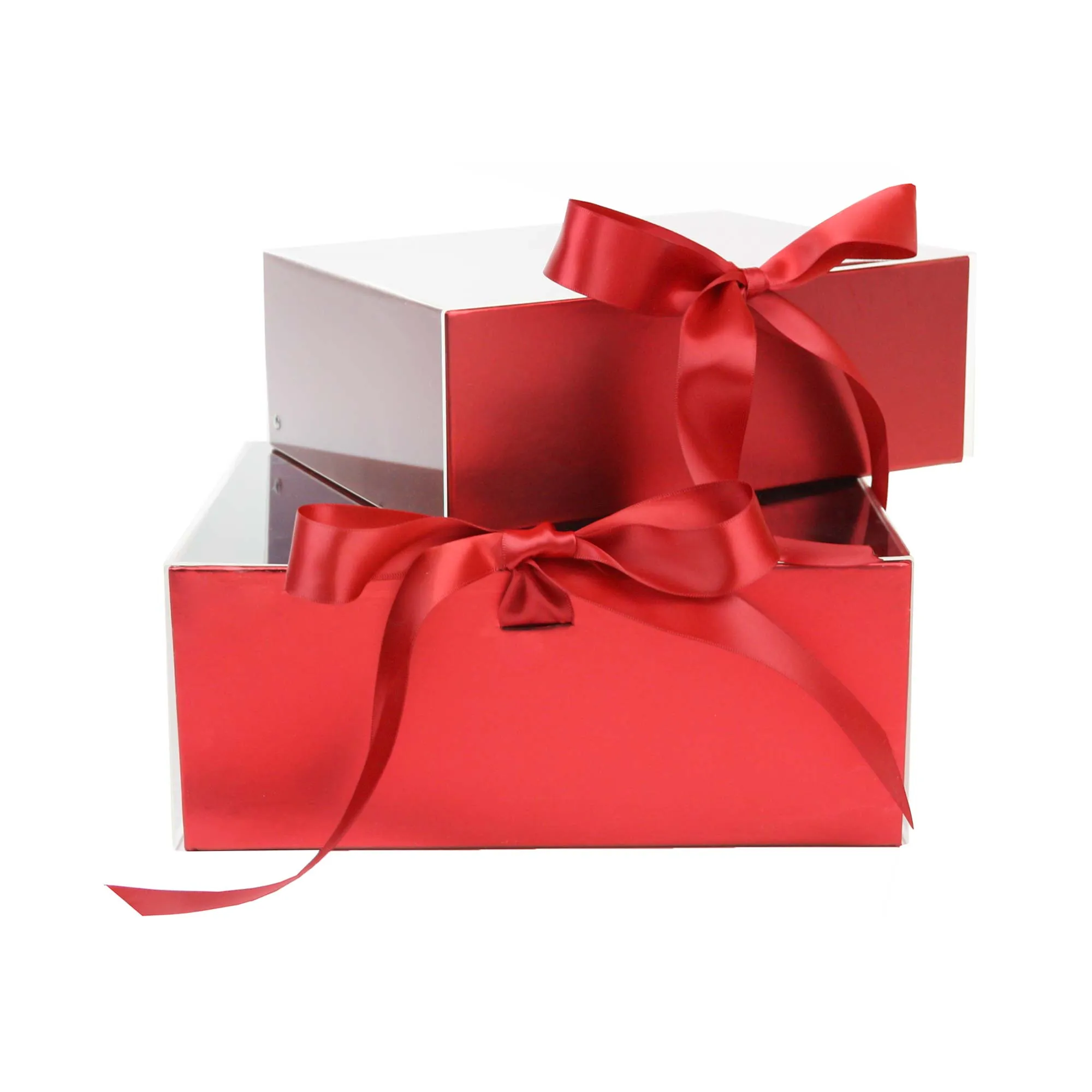Elegant Clear Lid Gift Box with Ribbon for Special Occasions - Set of 2