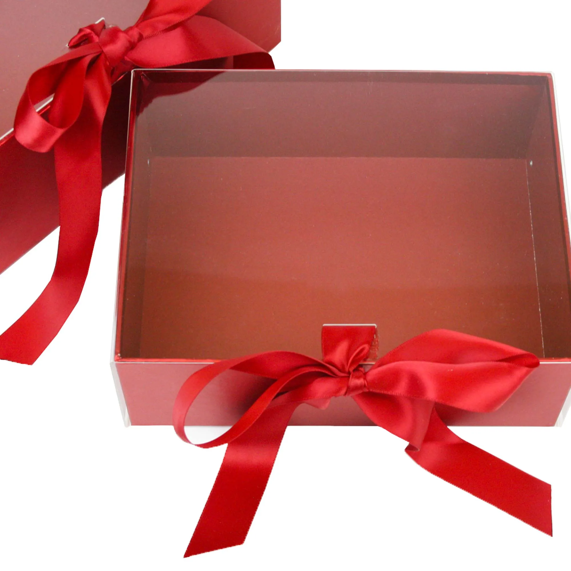 Elegant Clear Lid Gift Box with Ribbon for Special Occasions - Set of 2
