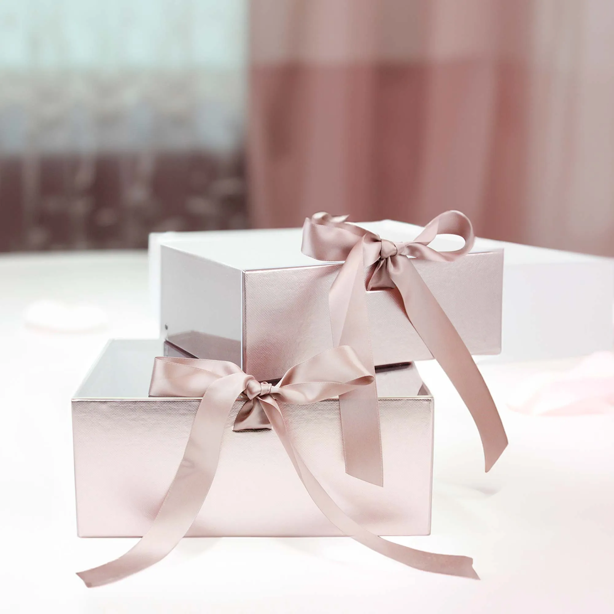 Elegant Clear Lid Gift Box with Ribbon for Special Occasions - Set of 2
