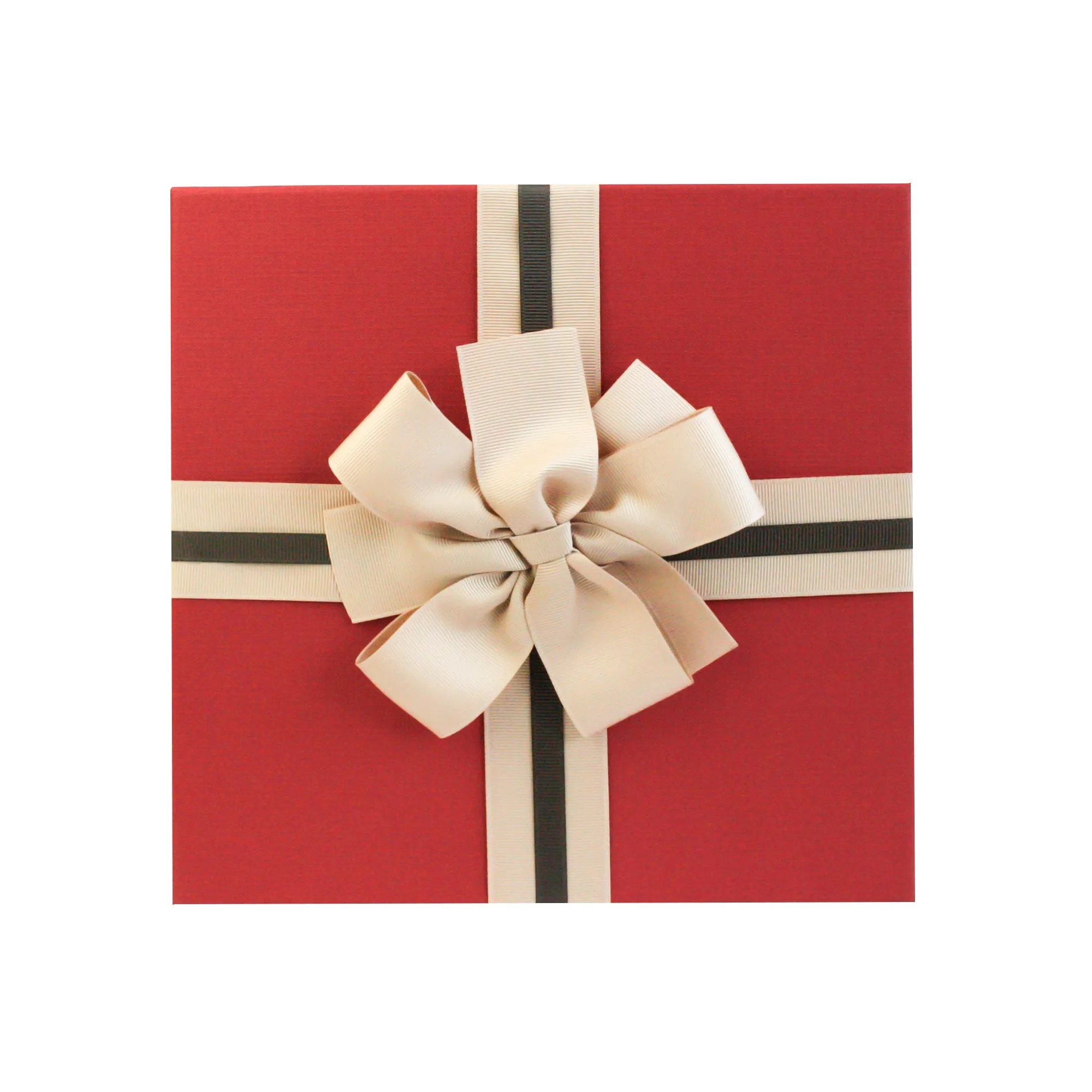 Elegant Cream/Red Gift Boxes - Set of 3