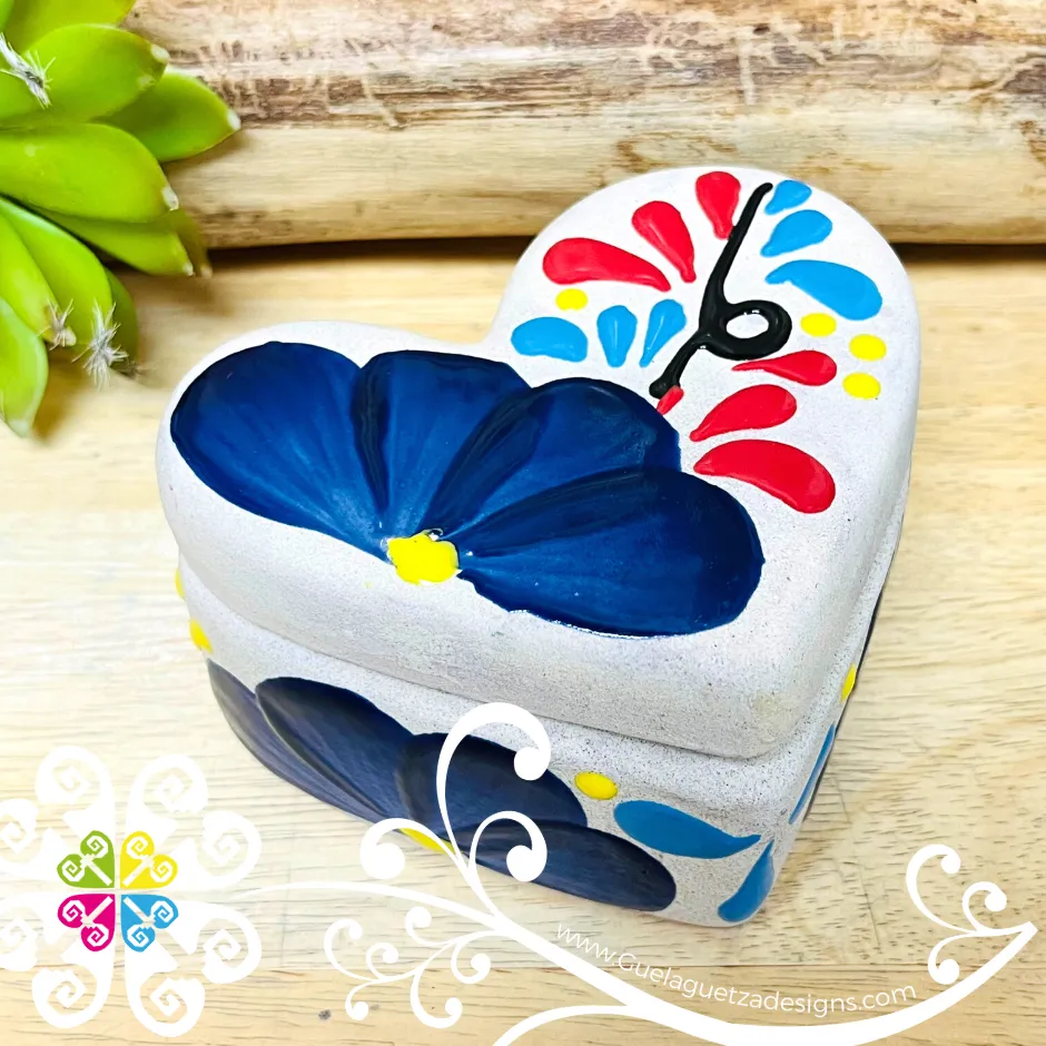 Flower Heart Clay Box - Jewelry Box - Alajero Corazon