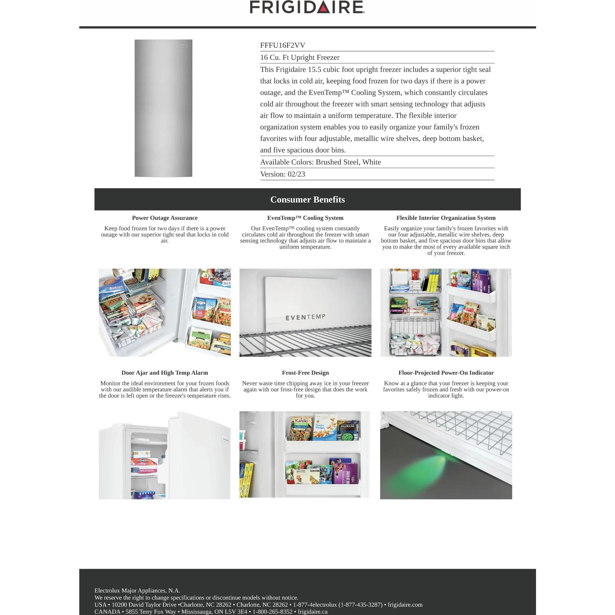 Frigidaire Upright Freezer (FFFU16F2VV) - Stainless Steel