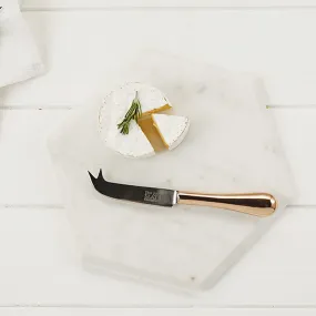 Hexagonal Marble Board with Copper Cheese Knife