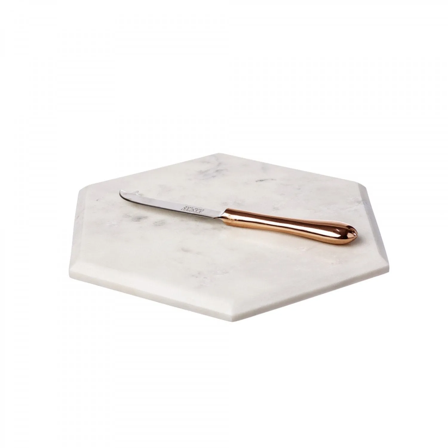 Hexagonal Marble Board with Copper Cheese Knife