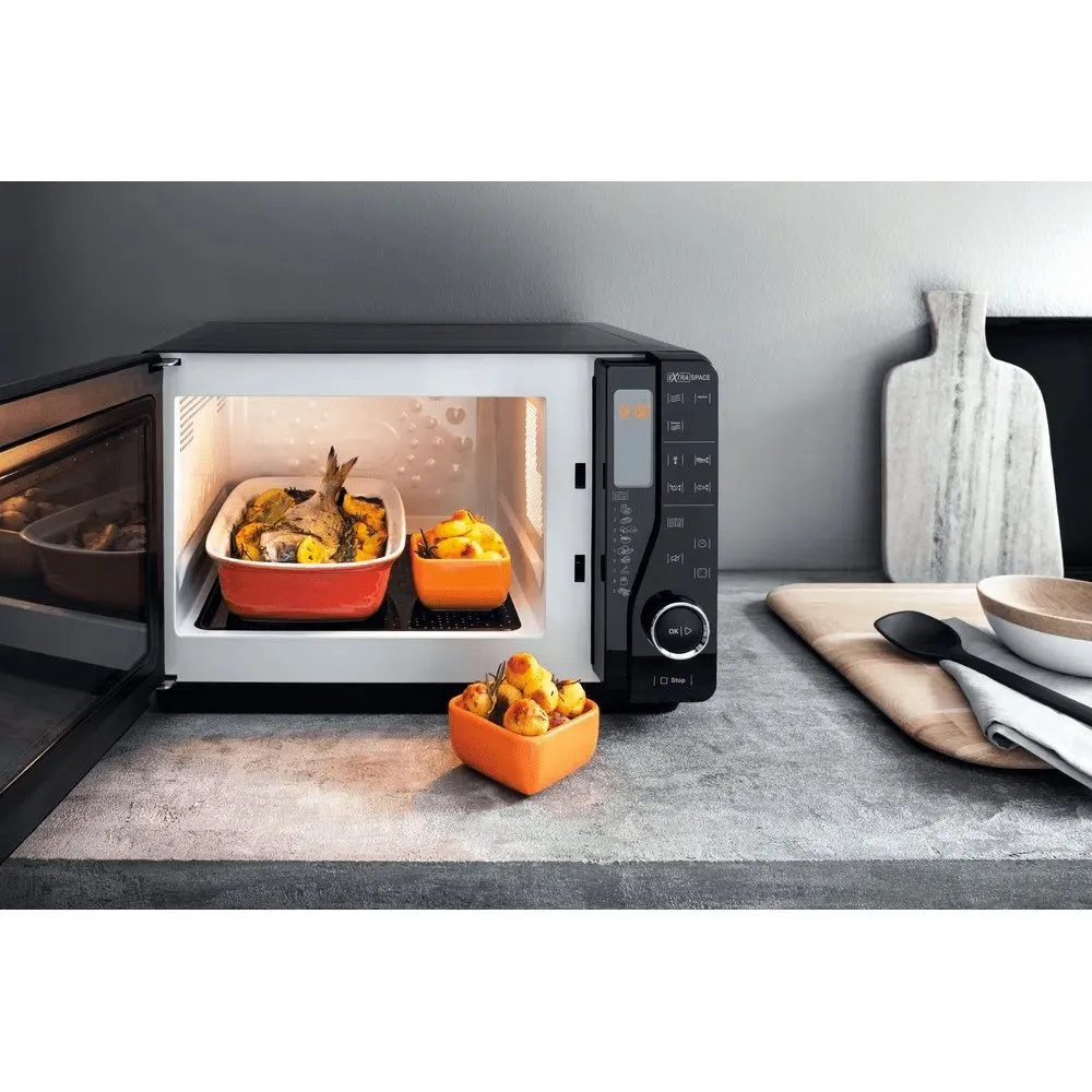 Hotpoint MWH2622MB 25 Litre Extra Space Microwave, 49cm Wide - Black